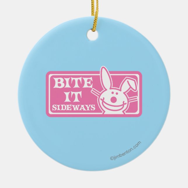 Bite it Sideways Ceramic Tree Decoration (Front)