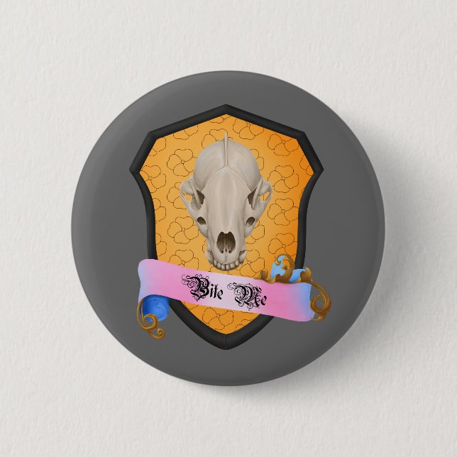 Bite Me Badger Skull 6 Cm Round Badge (Front)