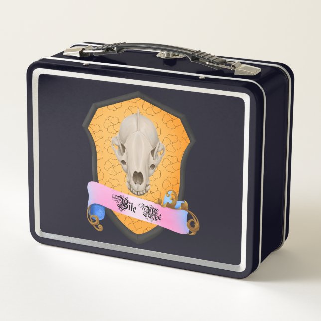 Bite Me Badger Skull Metal Lunch Box (Back)