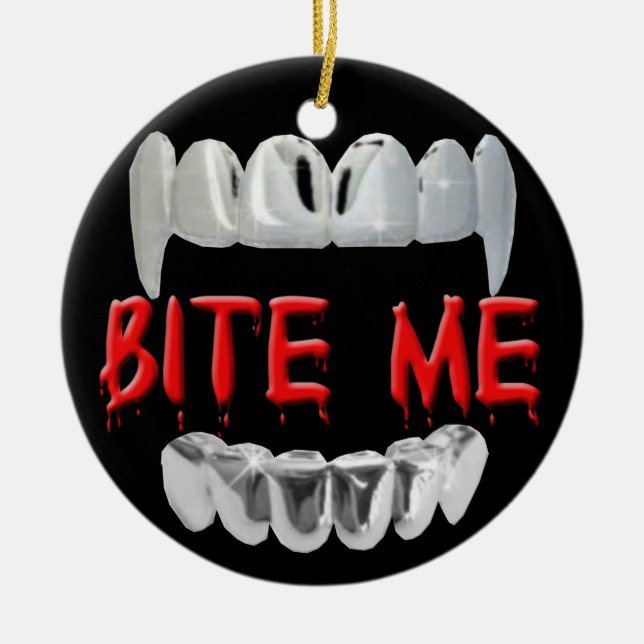 Bite Me Blood And Teeth Ornament (Front)