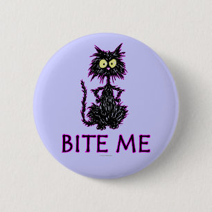 Bite Me! Cat Gift Designs 6 Cm Round Badge