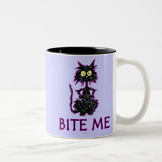 Bite Me! Cat Gift Designs Two-Tone Coffee Mug (Right)