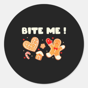 Bite Me Cookie Baking Team Holiday Gingerbread Chr Classic Round Sticker