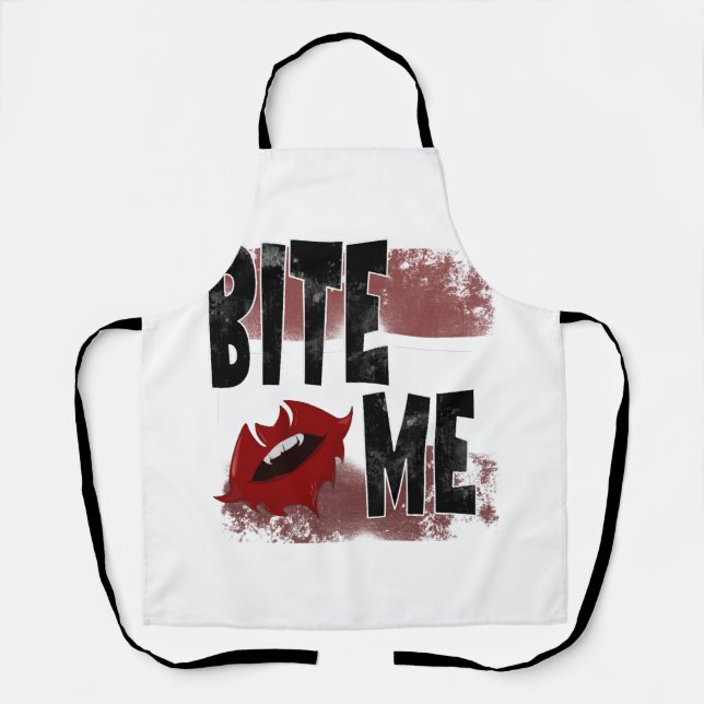 Bite me - Cool Quote - Halloween - Bat Apron (Front)
