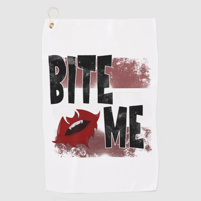 Bite me - Cool Quote - Halloween - Bat Golf Towel (Front)
