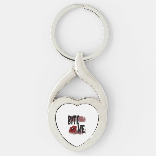 Bite me - Cool Quote - Halloween - Bat Key Ring (Front)