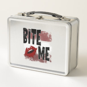 Bite me - Cool Quote - Halloween - Bat Metal Lunch Box