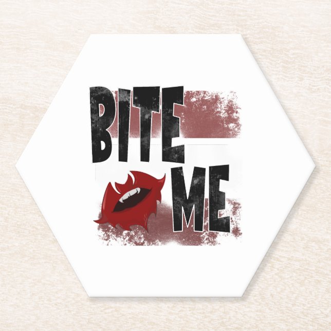 Bite me - Cool Quote - Halloween - Bat Paper Coaster (Front)