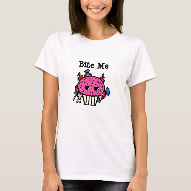 Bite me/Evil Cupcake T-Shirt (Front)