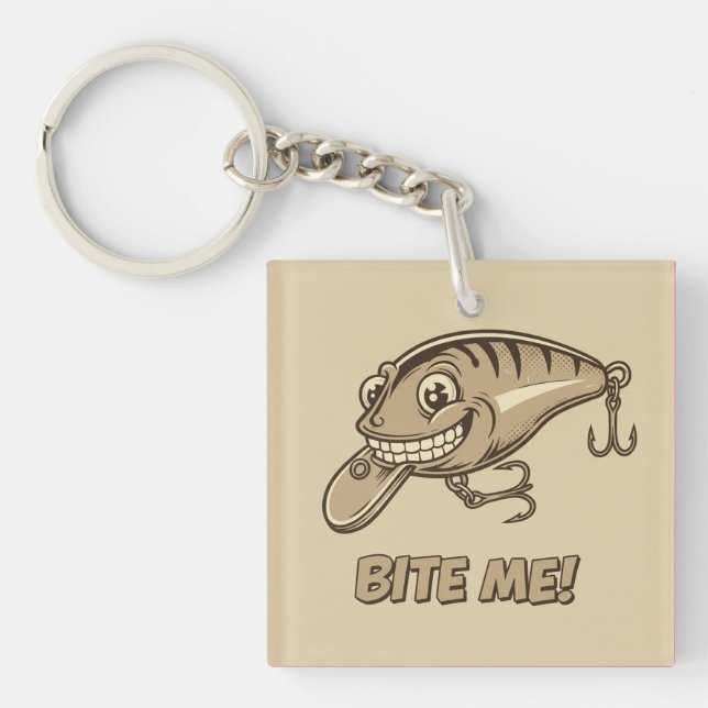 Bite Me! Fishing Lure Acrylic Keychain (Front)