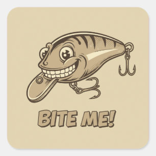 Bite Me! Fishing Lure Acrylic Keychain Square Sticker