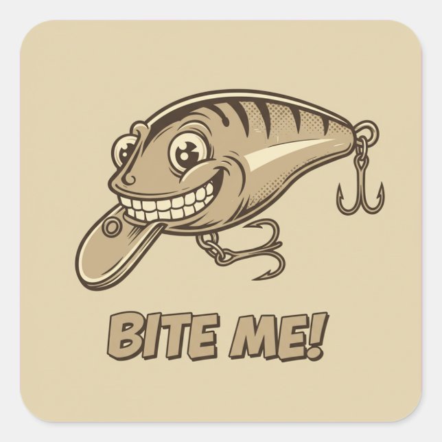 Bite Me! Fishing Lure Acrylic Keychain Square Sticker (Front)