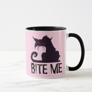 BITE ME, Funny Black Cat Coffee Mugs