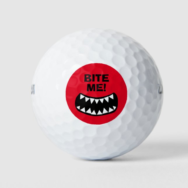 Bite Me funny custom marked Wilson golf balls gift (Front)