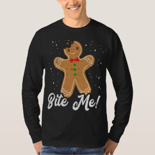 Bite Me Funny Gingerbread Man Christmas Holiday Co T-Shirt