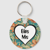 Bite Me Funny Heart Swirly Retro Design