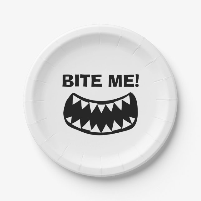 Bite me! funny paper plates with big mouth (Front)