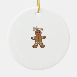 Bite Me Gingerbread Funny Cookie Christmas Thanksg Ceramic Ornament