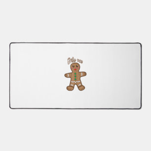 Bite Me Gingerbread Funny Cookie Christmas Thanksg Desk Mat