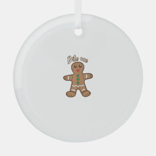 Bite Me Gingerbread Funny Cookie Christmas Thanksg Glass Tree Decoration