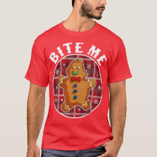 Bite Me Gingerbread Man Christmas Cookie Xmas T-Shirt