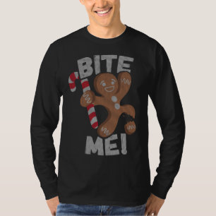 Bite Me Gingerbread Man Funny Christmas T-Shirt