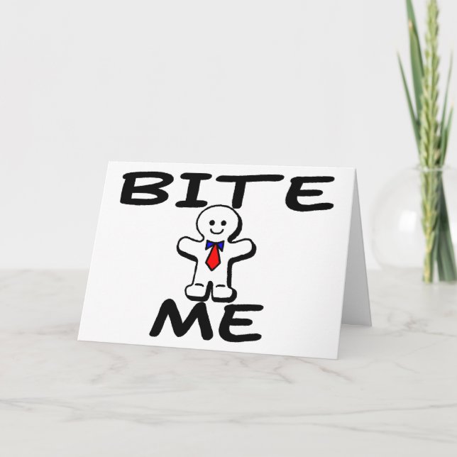 Bite Me Gingerbread Man Holiday Card (Front)