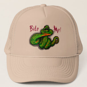 Bite Me! guys hat, snake bite, boyfriend gift Trucker Hat