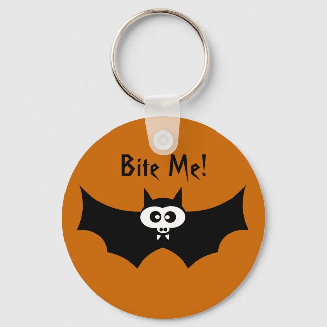 Bite Me Halloween Bat Key Ring (Front)
