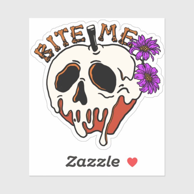 Bite Me - Halloween Skull Poison Apple & Flowers (Sheet)