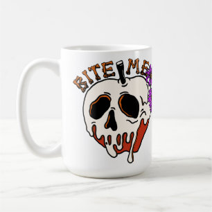 Bite Me - Halloween Skull Poison Apple & Flowers Coffee Mug