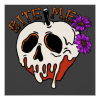 Bite Me - Halloween Skull Poison Apple & Flowers
