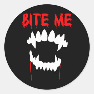 Bite Me Halloween Vampire Teeth Classic Round Sticker