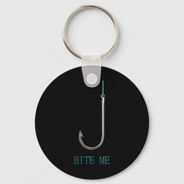 Bite Me Hook Fishing Fishermen Anglers Gift  Key Ring (Front)