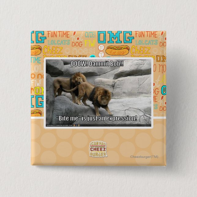 Bite me is just an expression! 15 cm square badge (Front)