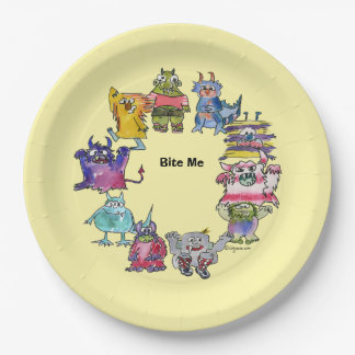 Bite Me Monsters Cartoon Plate