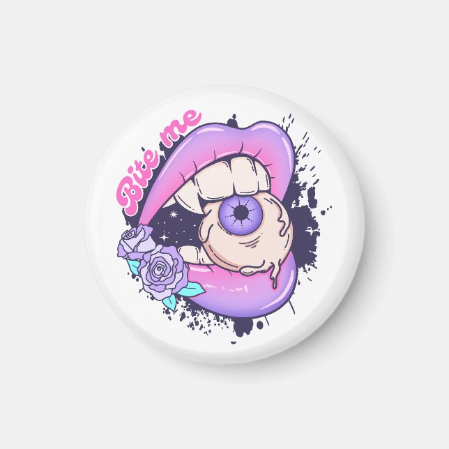 Bite Me Pink Halloween Lips  Magnet (Front)