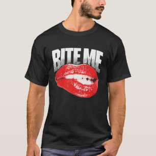 BITE ME  retro flirty biting lips red lipstick big T-Shirt