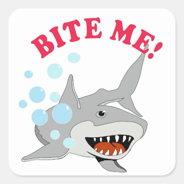 Bite Me Shark Square Sticker (Front)