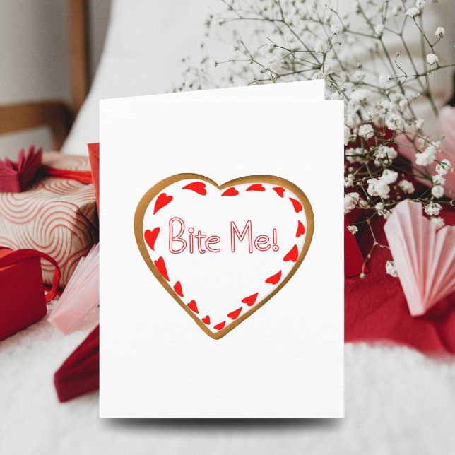 Bite Me Valentine's Day Sugar Cookie Holiday Card (Creator Uploaded)