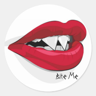 Bite Me Vampira Mouth Classic Round Sticker