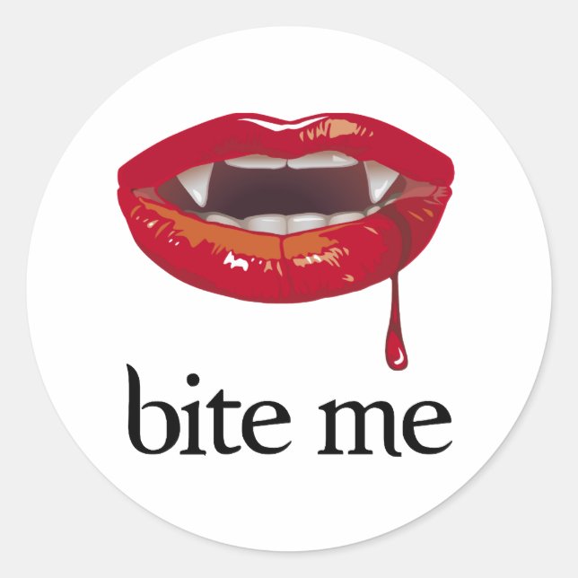 Bite Me Vampire Classic Round Sticker (Front)