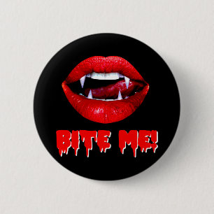 Bite Me Vampire Halloween 6 Cm Round Badge