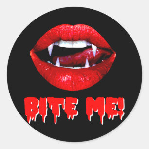 Bite Me Vampire Halloween Classic Round Sticker