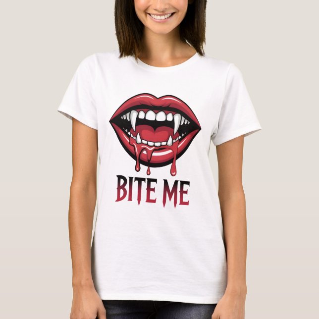 Bite Me Vampire Mouth T-Shirt (Front)