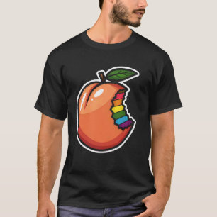 Bite Out of Colourful Peach with Rainbow Edge T-Shirt