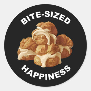 Bite Sized Happiness Profiteroles Classic Round Sticker