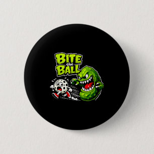 Bite the ball pickleball retro sport funny graphic 6 cm round badge