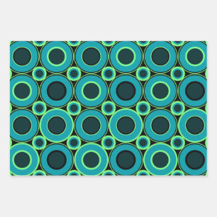Bitesize Teal Donuts With Mint  Wrapping Paper Sheet