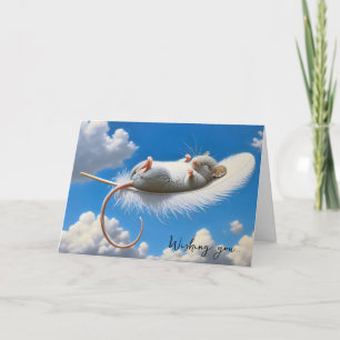 Bithday Mouse On A Feather Card